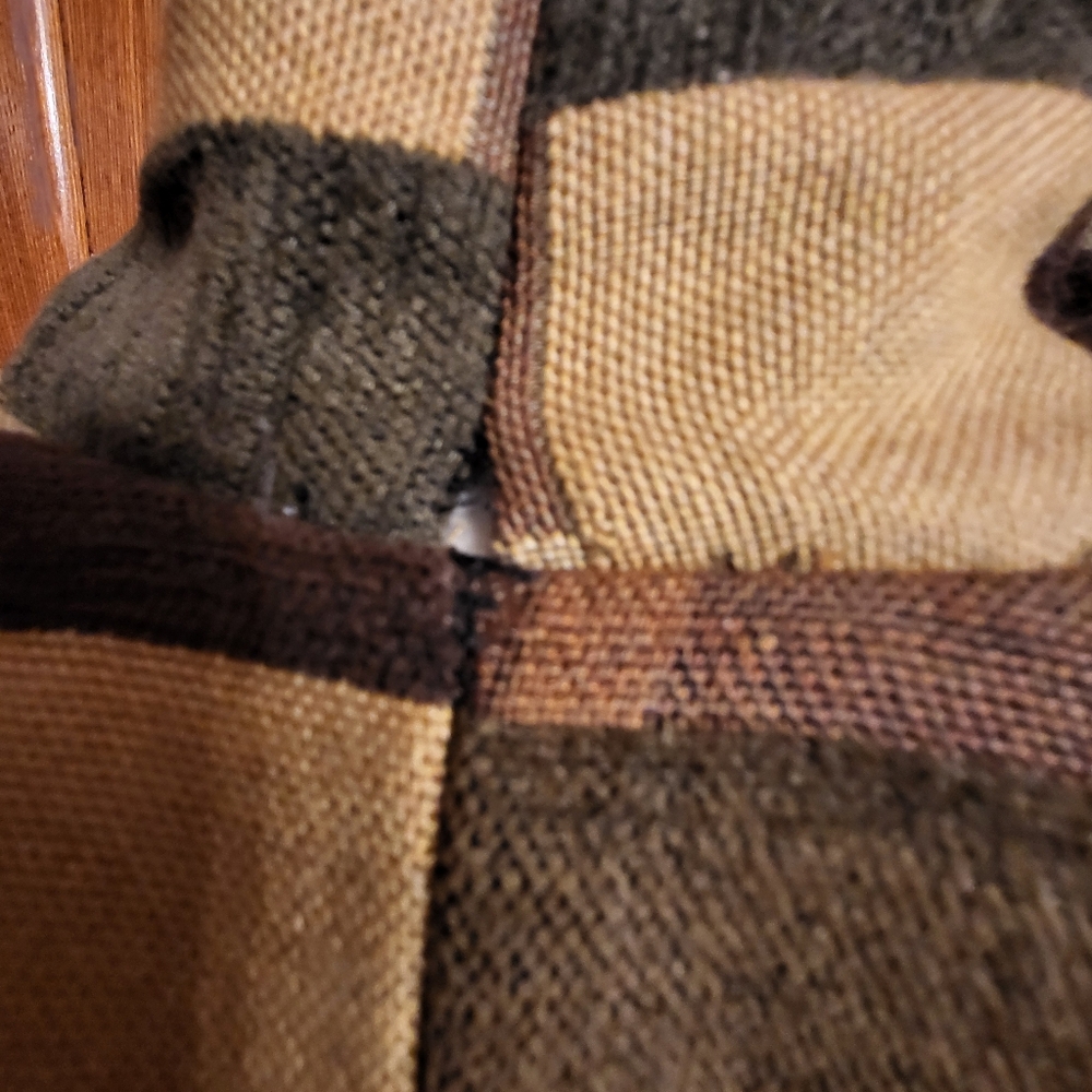 Vintage Patchwork Open Front Jacket Brown Black T… - image 6